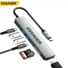 ESSAGER - Hub Adaptador Usb C 7en1 a Hdmi Micro Sd Tf Usb 3.2