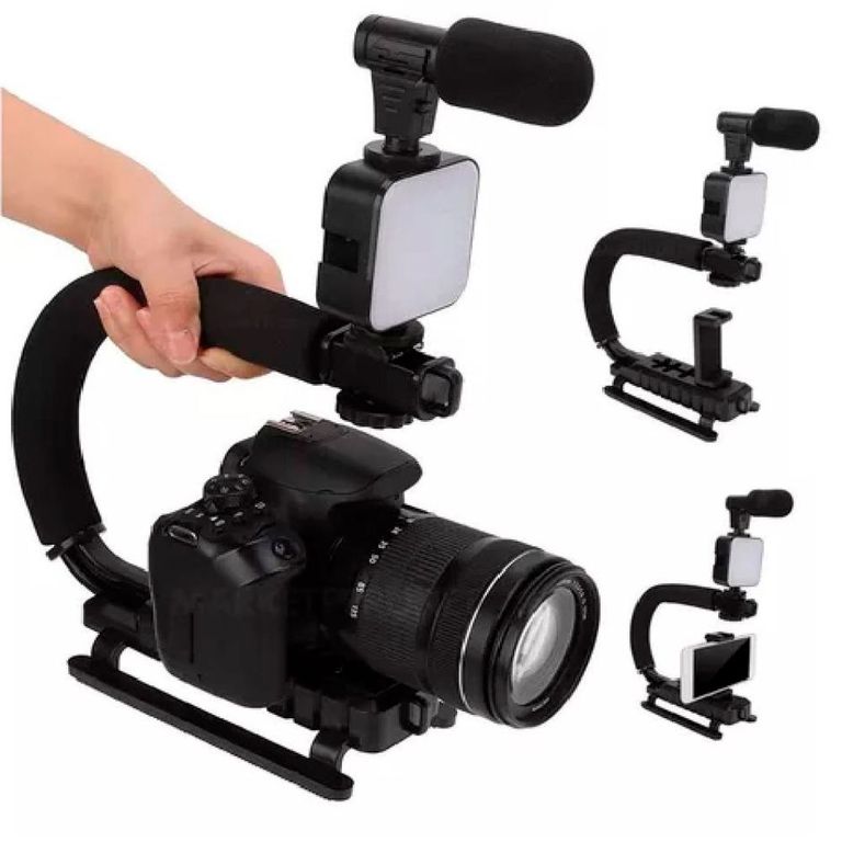 Estabilizador Celular Camara Portátil Para Fotos y Videos Micro y Luz