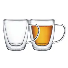 TRAMONTINA - Juego de 2 tazas para café y té 270ml vidrio doble -Tramontina