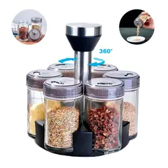 GENERICO - Condimentero Giratorio de 6 recipientes de Vidrio