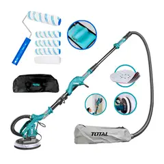 TOTAL TOOLS - LIJADORA DE PARED Y TECHO 1050W DRYWALL MÁS 6 LIJAS Y SET DE RODILLO