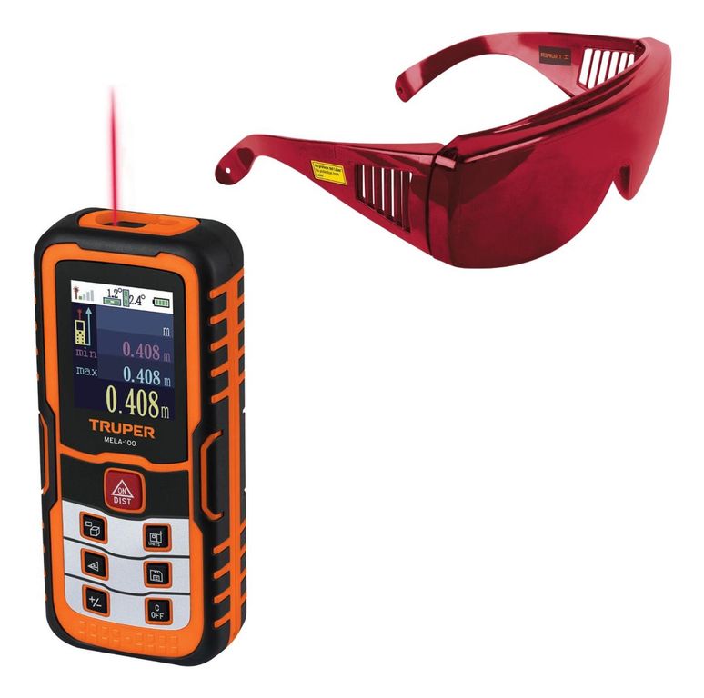 Medidor laser de 100 m y lentes de seguridad para laser