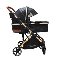 LITTLE BRU ACCESORIOS EXCLUSIVOS - Coche LittleBru Milán Negro con Protección UV y Pañalera