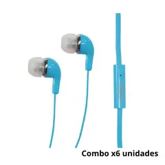 COBY - Audífono Combo x6 Micrófono Incorporado Cable Anti Enredos - Azul