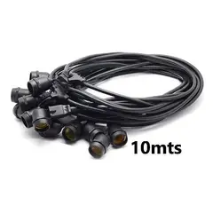 GENERICO - Guirnalda de 10 metros y 20 socket para bombillas