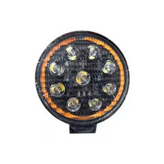 GENERICO - Faro 9 Led Redondo Con Ojo De Angel Blanco Auto Camioneta