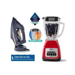 OSTER - Combo Licuadora 2 Velocidades Rojo y Plancha de vapor 2 en 1