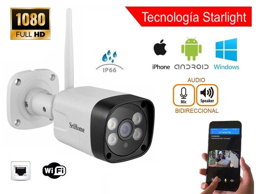 CÁMARA VIGILANCIA EXTERIOR WIFI 128G STARLIGHT AUDIO