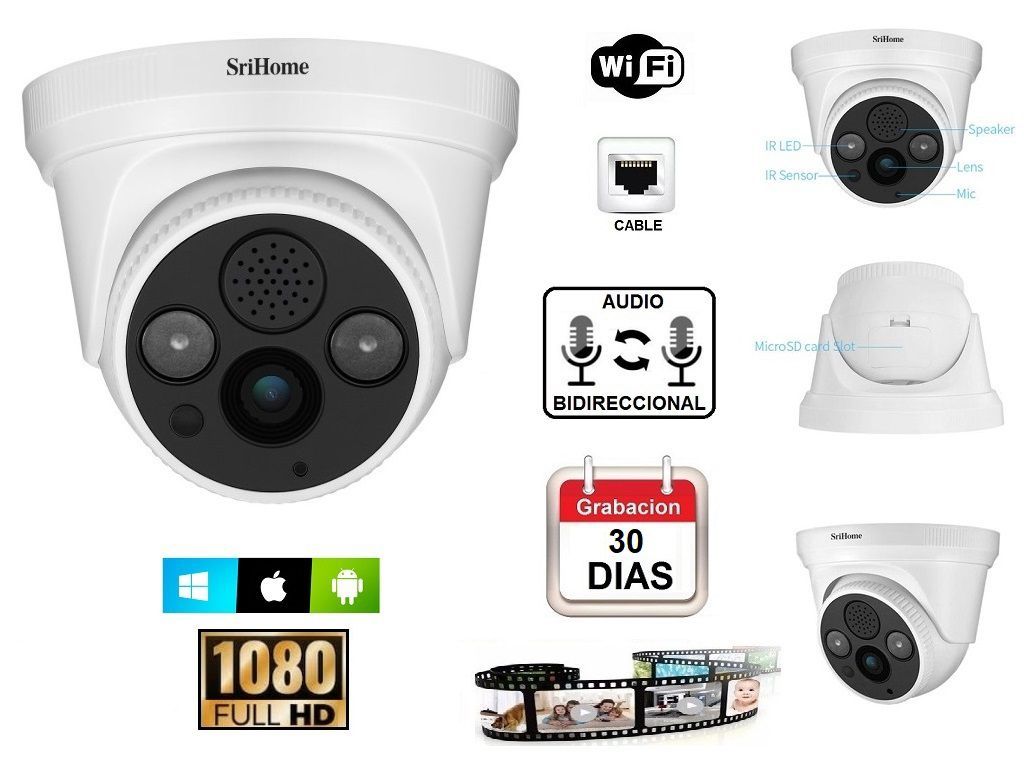 CÁMARA VIGILANCIA WIFI INTERIOR 128Gb AUDIO