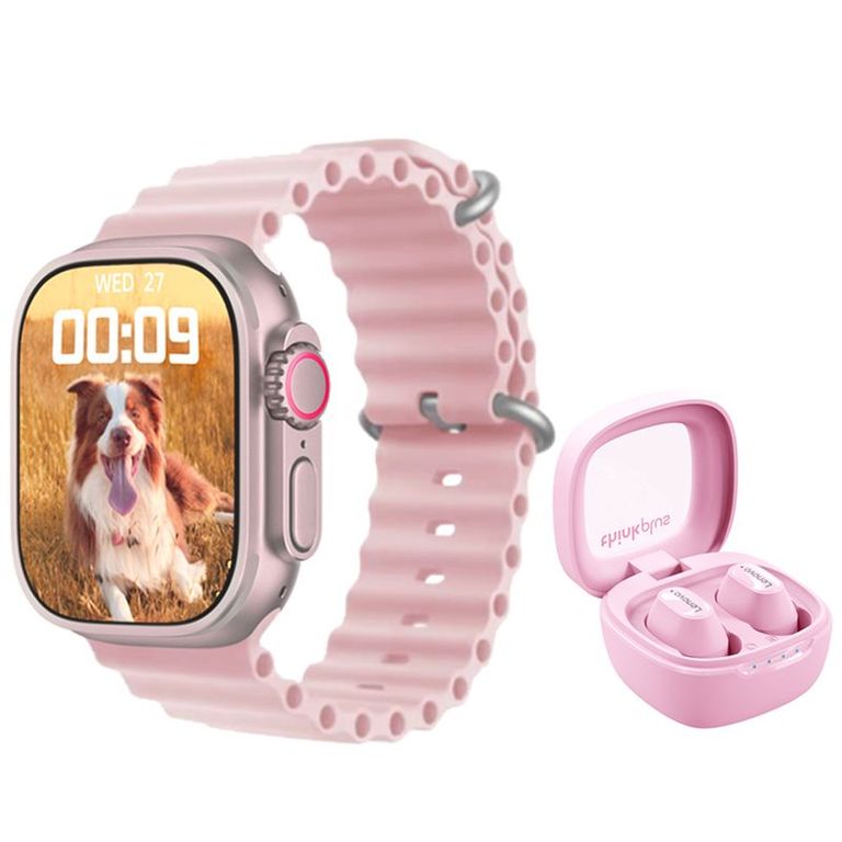 Audífonos XT62 De Tws y Toumi watch Reloj inteligente-Rosa