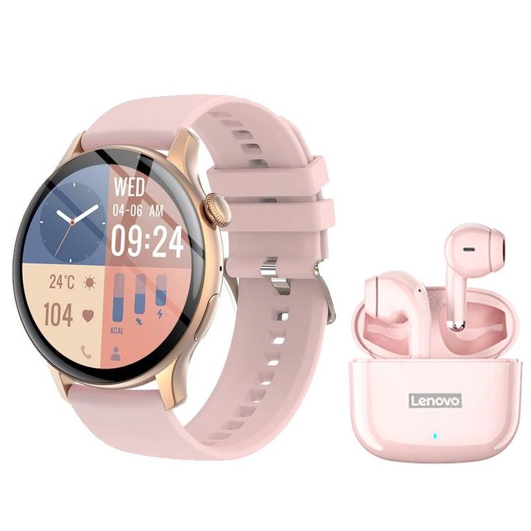 Toumi GT-H5 reloj inteligente y Audífonos LP40 Pro-Rosa