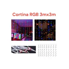 GENERICO - Cortina Cadena Luz multicolor LED 3m x 3m de 288LEDs