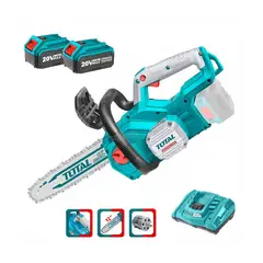 TOTAL TOOLS - COMBO MOTOSIERRA INALÁMBRICA CORTADORA MADERA 20V Y 2 BATERÍAS 4 AH