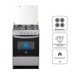 INDURAMA - Cocina a Gas 4 Quemadores Coruña Spazio Plus Gris.