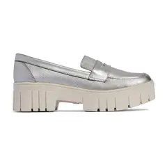 M'ANDINA - Mocasines de cuero Grace Plateado