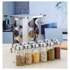 OEM - Condimentero de Vidrio con Base Metálica 12 Frascos