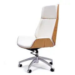 GENERICO - Silla Ejecutiva Giratoria Bishop Madera cuero Blanco