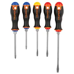 TRUPER - Juego de 5 desarmadores mango Comfort Grip