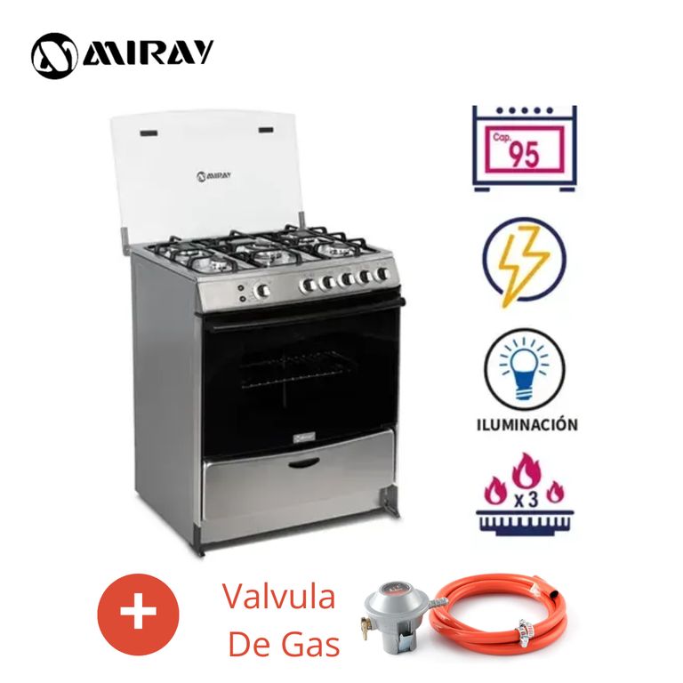 COCINA 5 HORNILLAS A GAS MENTA PLUS + válvula para gas