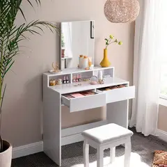 MUEBLES CRISOSTOMO - Tocador de Maquillaje Blanco 80cm