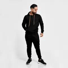 GENERICO - Conjunto buzo afranelado polera y jogger para hombre negro Arcoi