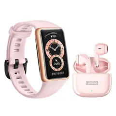 HUAWEI - Smartwatch Band 6 Y Audífonos Lenovo Lp40 Pro Rosa Bluetooth