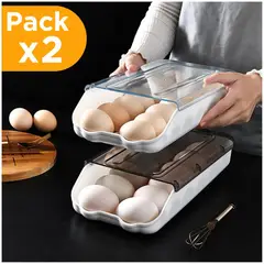 MINARI - Pack x2 Bandeja Organizador Porta Huevos Apilable P95