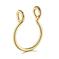 GENERICO - Piercing septum falso argolla para nariz dorado