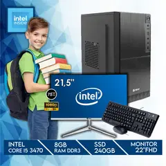 INTEL - Computadora Pc Core i5 3470 + Monitor 22'' RAM 8GB +SSD 240GB