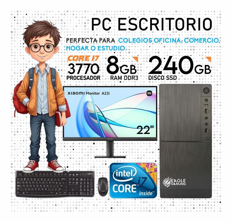 Computadora Pc Core i7 3770 SSD 240GB RAM 8GB MONITOR DE 22