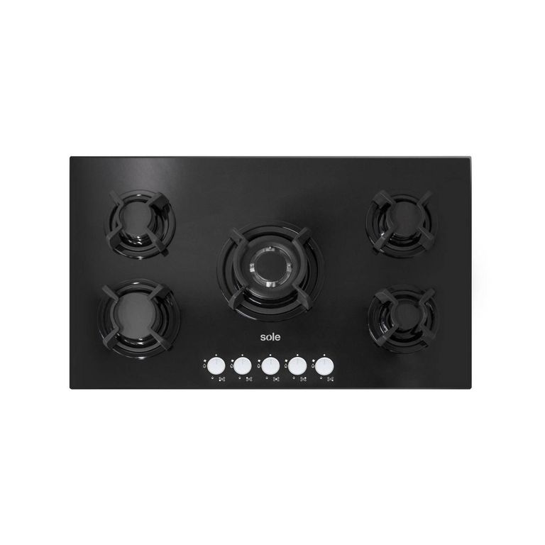 COCINA EMPOTRABLE A GAS SOLCO033 NEGRO 86 CM 5 HORNILLAS