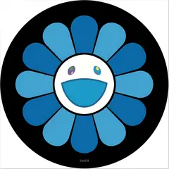 ELMEJORPRECIO - Alfombra Circular Para Dormitorio Diseño Girasol Azul