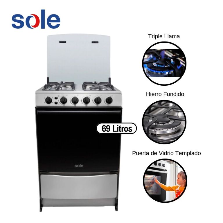 Cocina de Pie 60cm Varadero 4 Hornillas - Gris