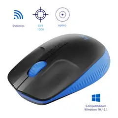 LOGITECH - Mouse Inalámbrico M190 Full Size Blue