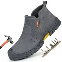 BLWOENS - Zapatos de Seguridad ligeros para hombres cómodos trabajo - Gris