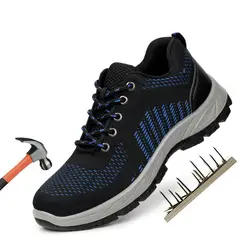 BLWOENS - Zapatos de Seguridad ligeros para hombres cómodos trabajo - Azul