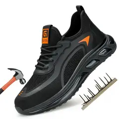 BLWOENS - Zapatos de Seguridad ligeros para hombres cómodos trabajo - Negro