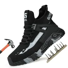 BLWOENS - Zapatos de Seguridad ligeros para hombres cómodos trabajo - Negro