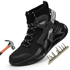 BLWOENS - Zapatos de Seguridad ligeros para hombres cómodos trabajo - Negro