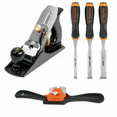 TRUPER - Combo cepillo carpintero 4 con cuchilla de vuelta y formones