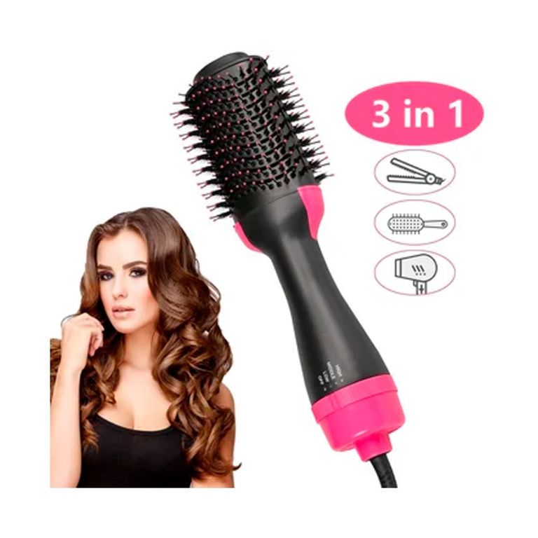 Cepillo Secador de Cabello Alisador Ondulador 3 En 1 Multifunciónal