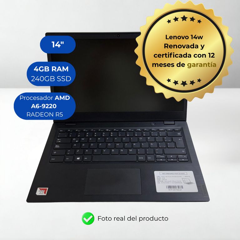 Laptop 14W AMD A6-9220C 4GB 250GB SSD 14 W11 Reacondicionada