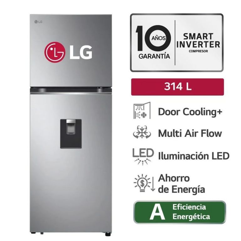 REFRIGERADORA 314LT TOP FREEZER CON DOORCOOLING GT31WPP PLATEADA