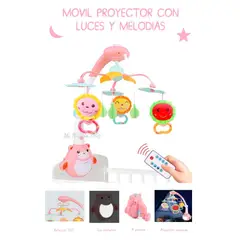 IDEAL - Movil Musical Poyector con 60 melodias para bebe Rosa