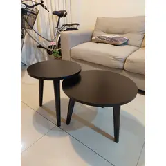 GENERICO - Mesa de centro estilo nido circular color negro