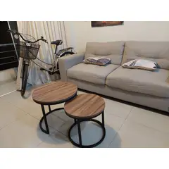 GENERICO - Mesas de centro estilo nido circular industrial marrón