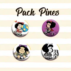 GENERICO - Pack de pines x4 unidades Mafalda