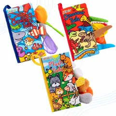 JOLLYBABY - Libro Sensorial de Tela 3unid para Bebés