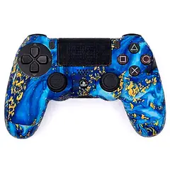GENERICO - Funda de Silicona Camuflaje Ps4, Dualshock, PS4 Slim + 2 Tapas De Goma