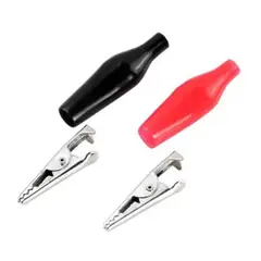 IMPORTADO MC - 4 Pares Pinzas Cocodrilo Con Aislante Rojo y Negro